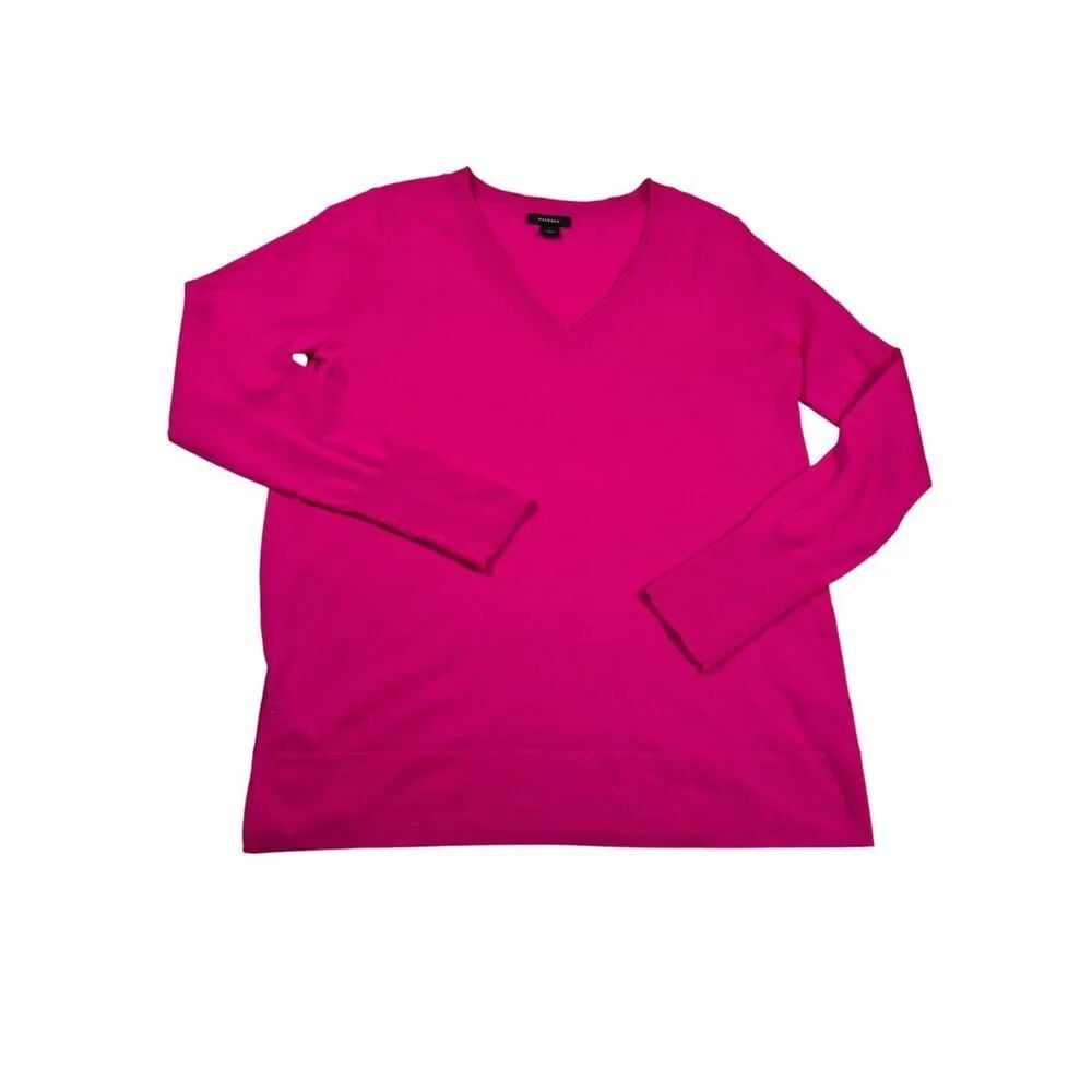 Halogen V-Neck Sweater Bright Pink Soft Wool Knit Layering Breathable Pullover S
